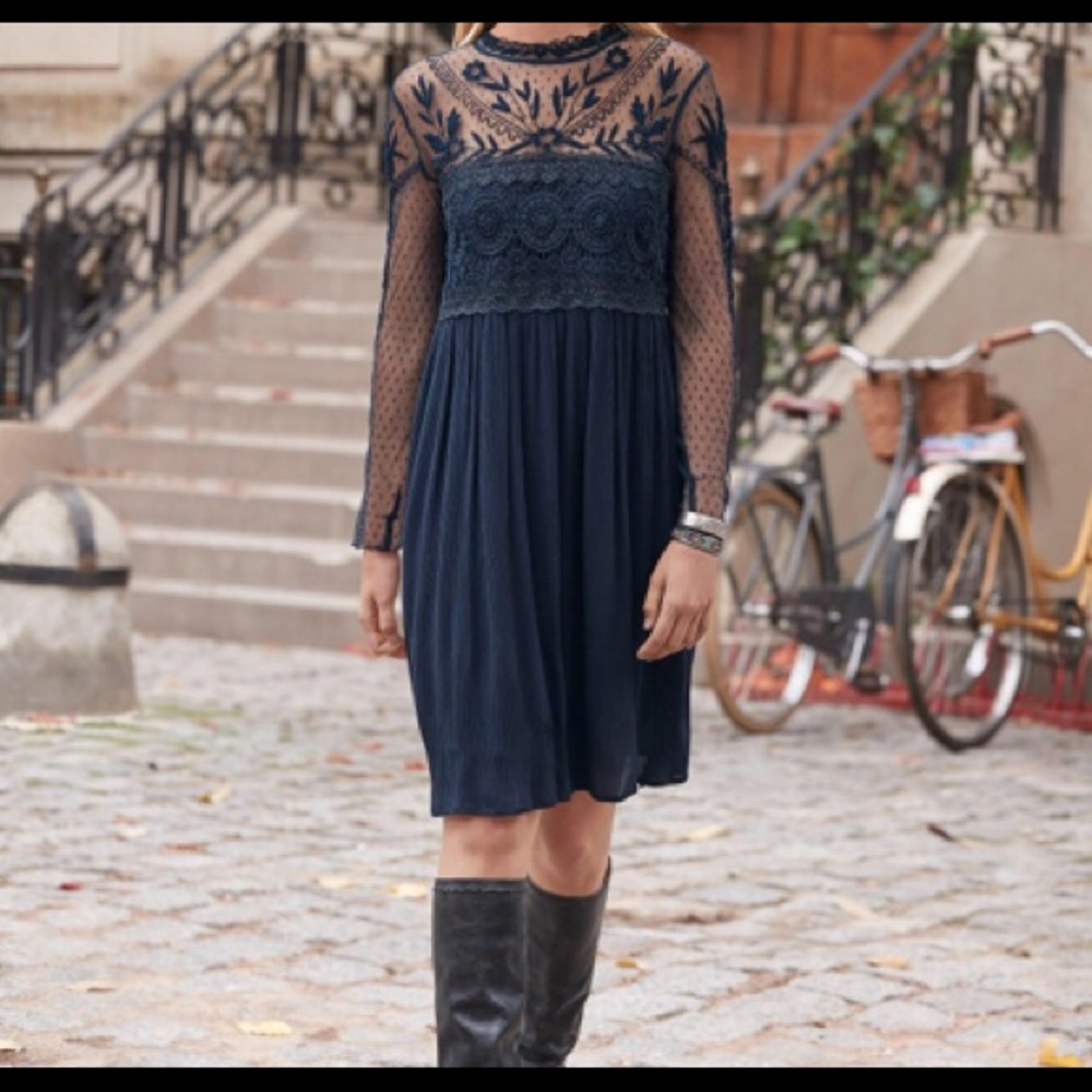 Navy blue lace top dress from Sundance